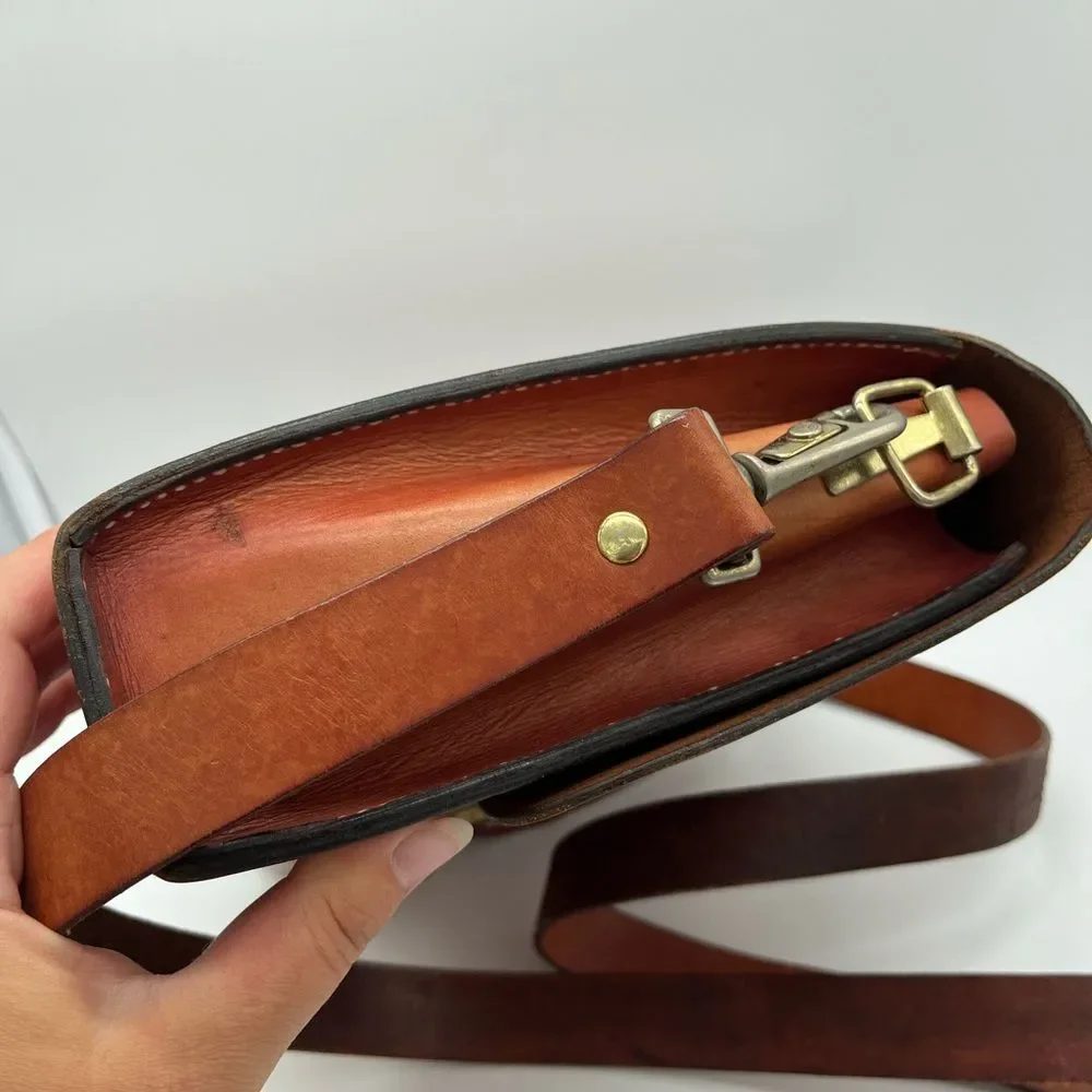 Vintage Tooled Leather Saddle Bag